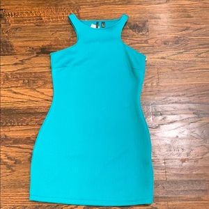 Teal Side Zip Mini Dress